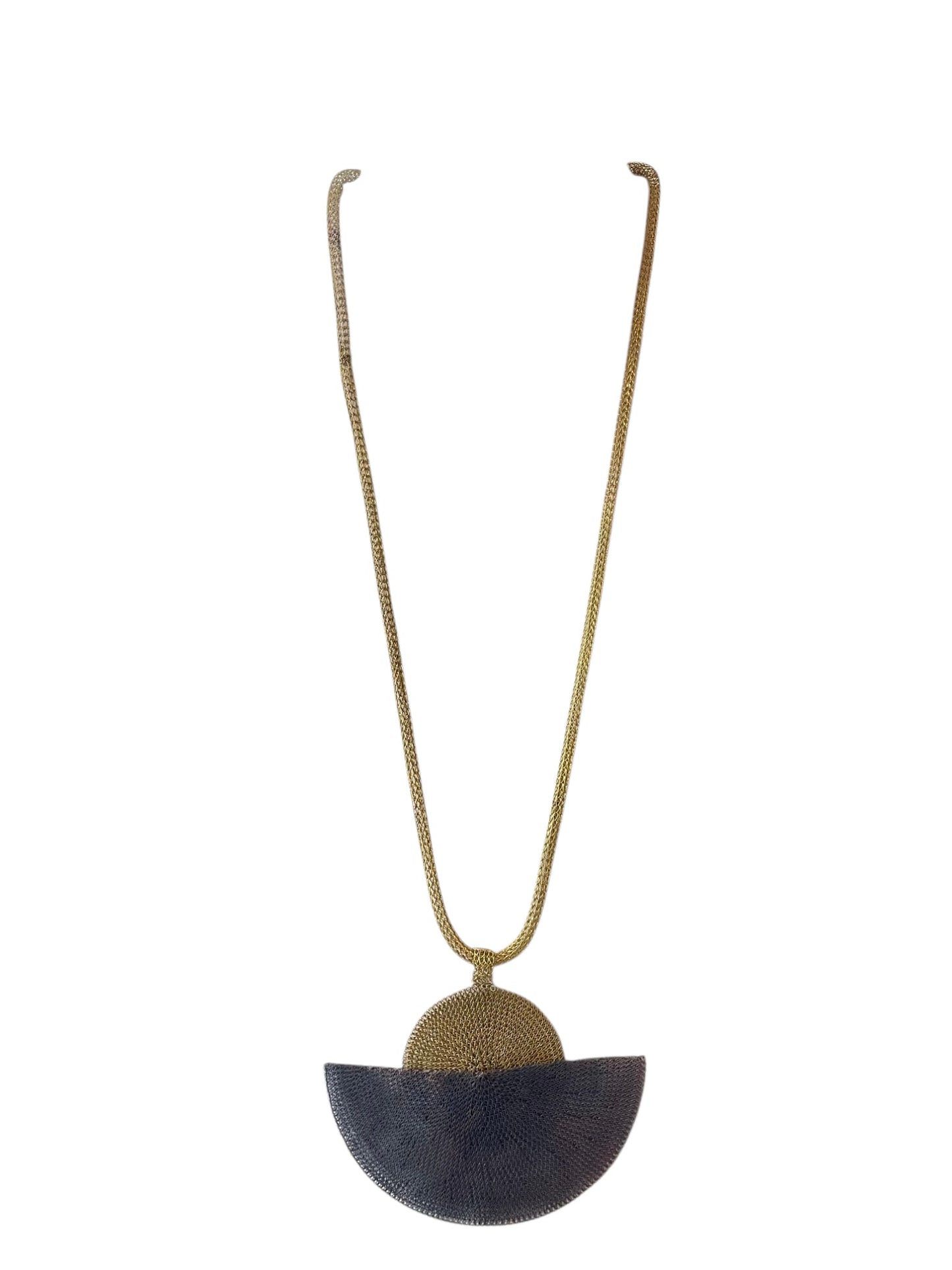 COLLANA MEZZALUNA BICOLOR BRONZO E NERO